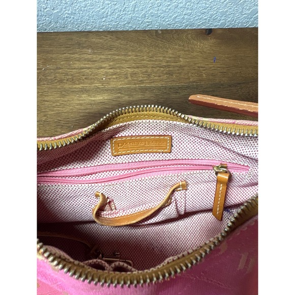 Dooney & Bourke Pink DB Monogram Canvas Leather Trim Shoulder Bag Purse Y2K - Picture 6 of 7